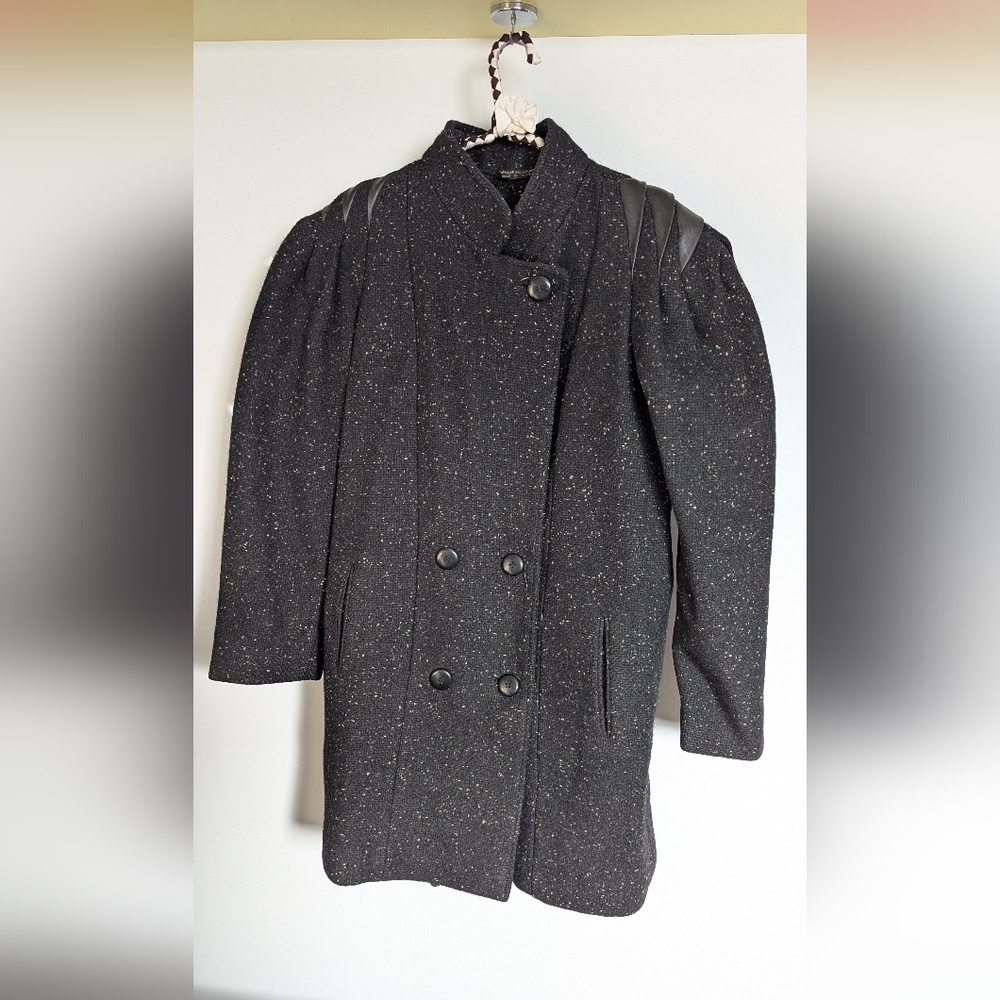 Black Speckled Women's Wool Coat